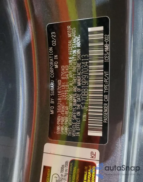 2023 Subaru Brz Premium z USA, uszkodzony, nr VIN JF1ZDBB19P9703413